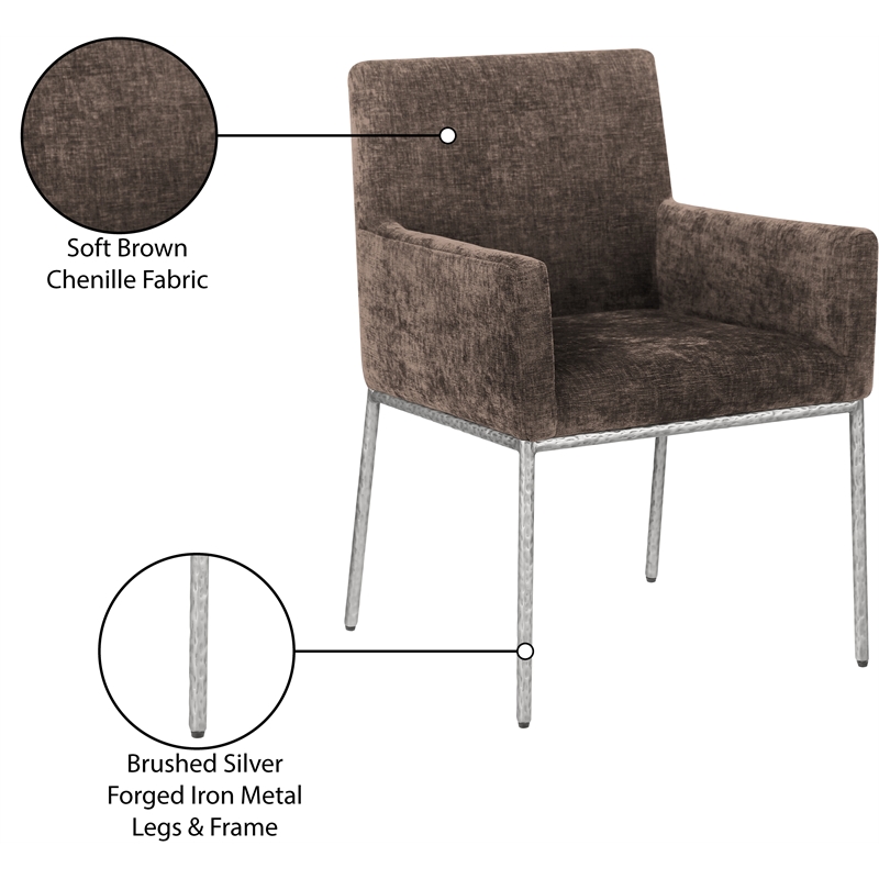 Meridian Furniture Reeves Brown Chenille Fabric Dining Chair (Set of 2)