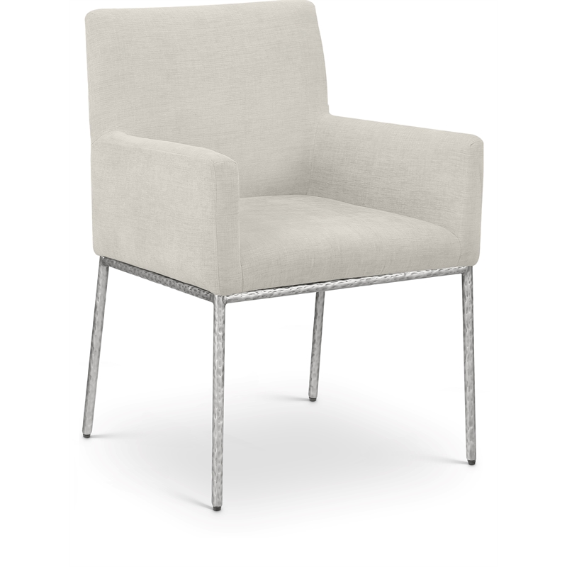 Meridian Furniture Reeves Cream Chenille Fabric Dining Chair (Set of 2)