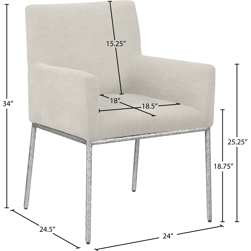 Meridian Furniture Reeves Cream Chenille Fabric Dining Chair (Set of 2)