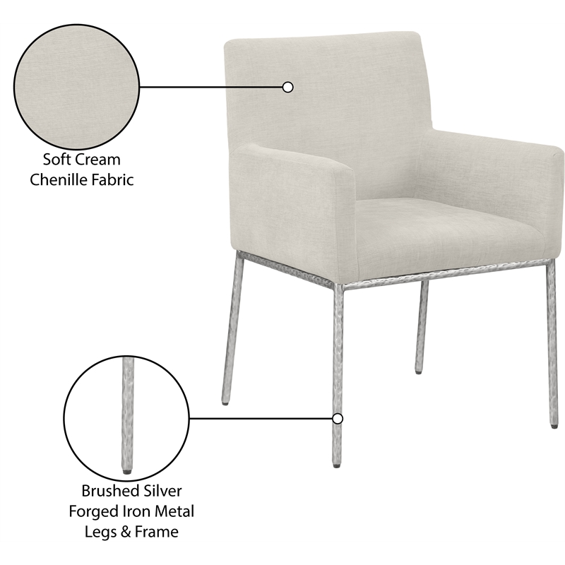 Meridian Furniture Reeves Cream Chenille Fabric Dining Chair (Set of 2)