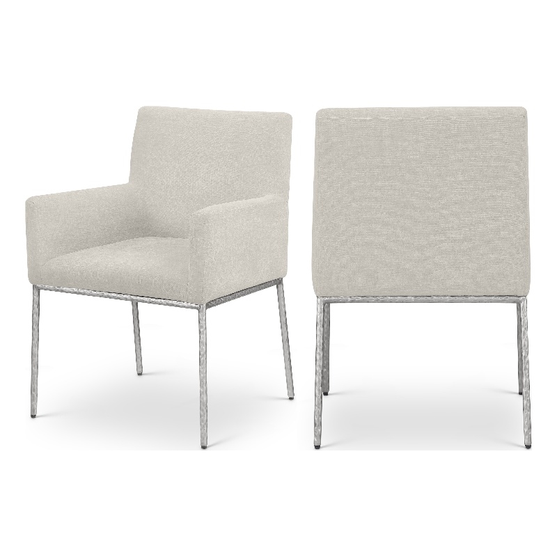 Meridian Furniture Reeves Cream Chenille Fabric Dining Chair (Set of 2)