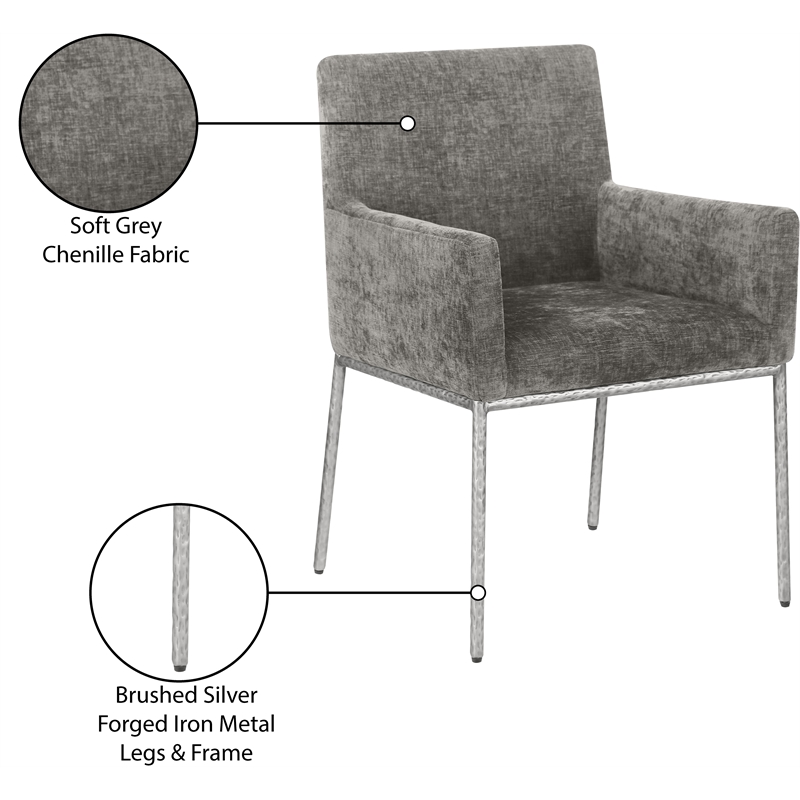 Meridian Furniture Reeves Grey Chenille Fabric Dining Chair (Set of 2)