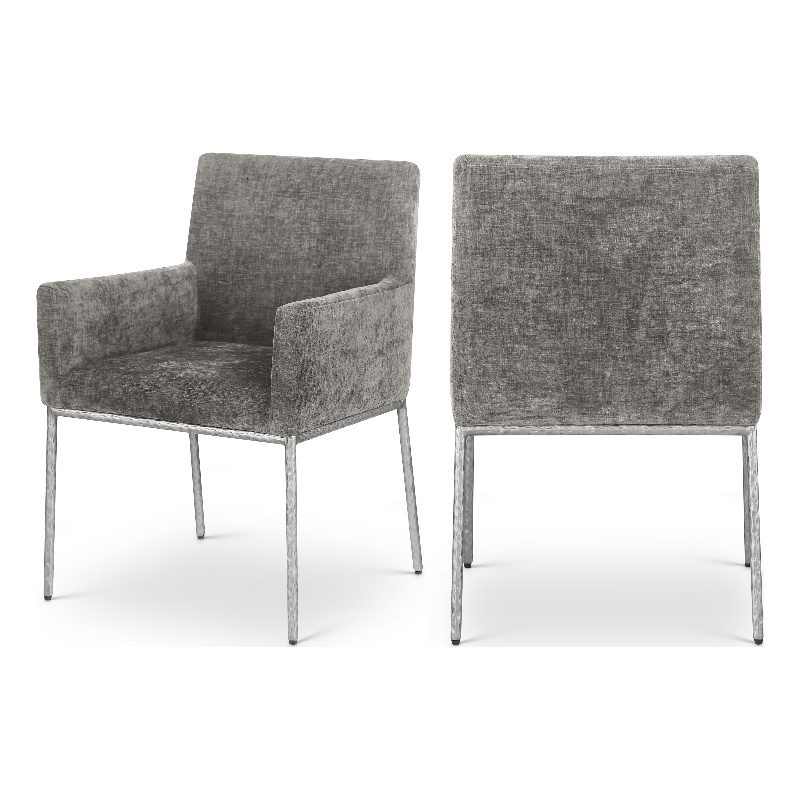 Meridian Furniture Reeves Grey Chenille Fabric Dining Chair (Set of 2)
