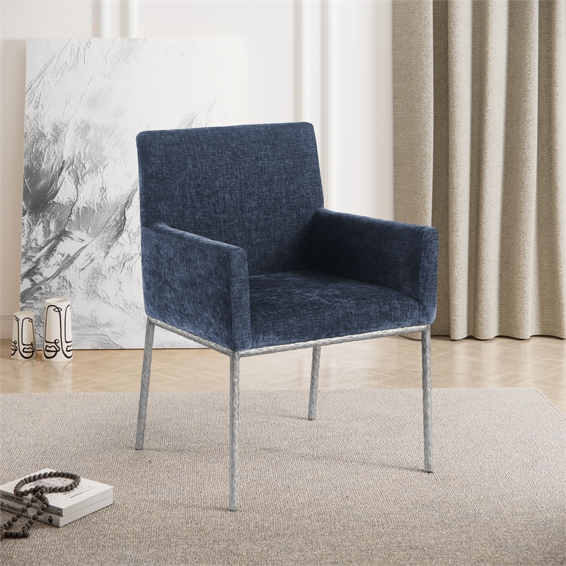 Meridian Furniture Reeves Navy Chenille Fabric Dining Chair (Set of 2)