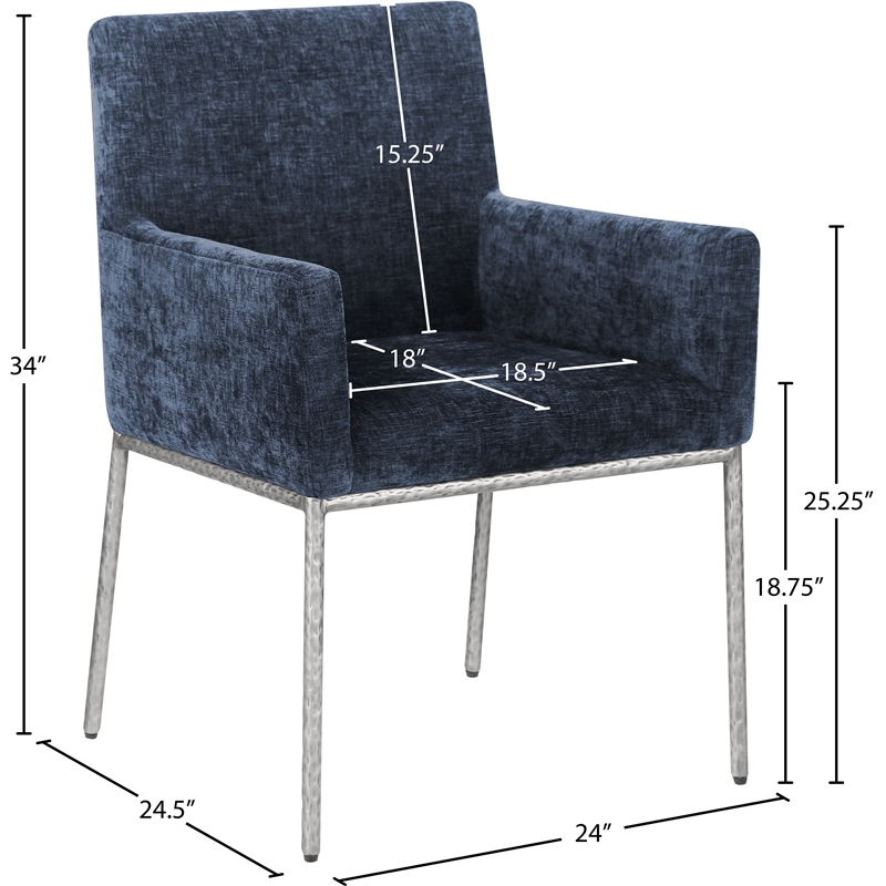 Meridian Furniture Reeves Navy Chenille Fabric Dining Chair (Set of 2)