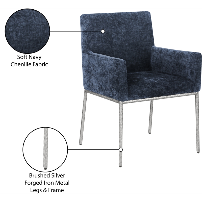 Meridian Furniture Reeves Navy Chenille Fabric Dining Chair (Set of 2)