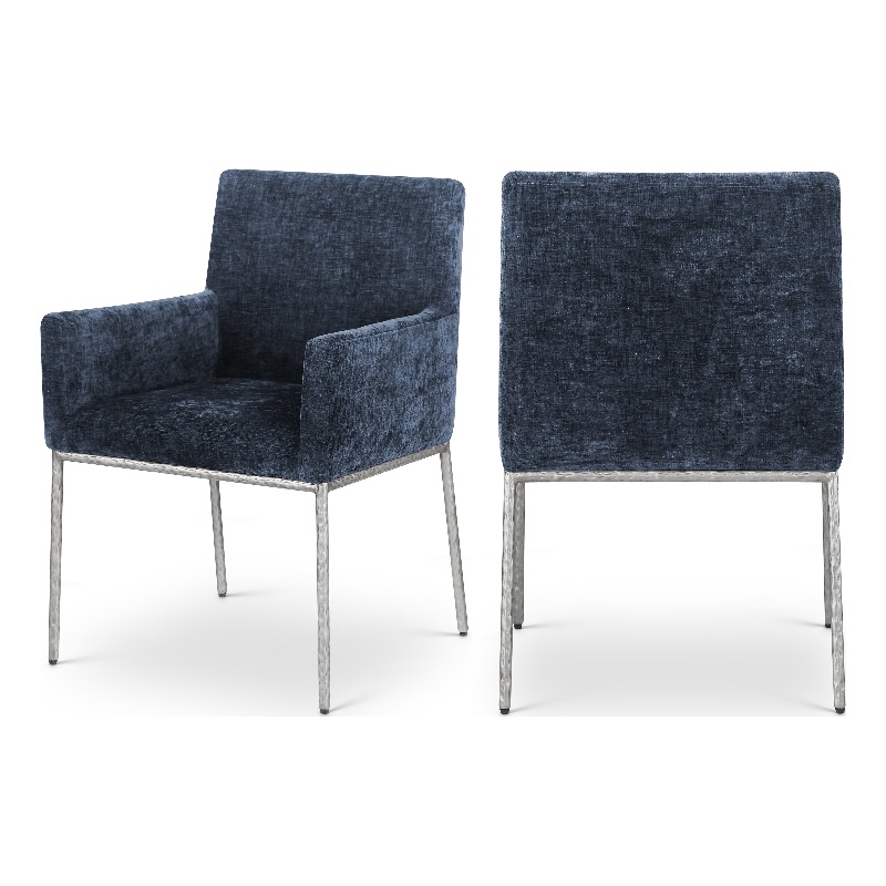 Meridian Furniture Reeves Navy Chenille Fabric Dining Chair (Set of 2)
