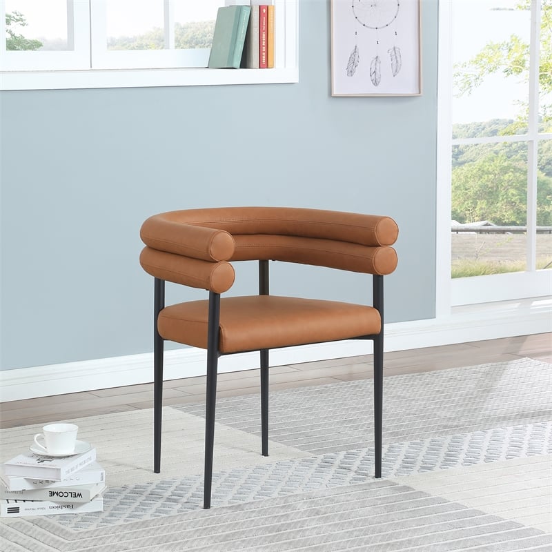Meridian Furniture Lavina Cognac Vegan Leather Dining Chair (Set of 2)