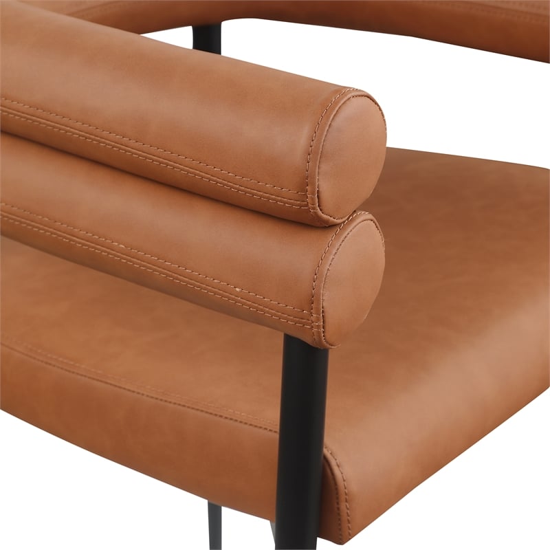 Meridian Furniture Lavina Cognac Vegan Leather Dining Chair (Set of 2)
