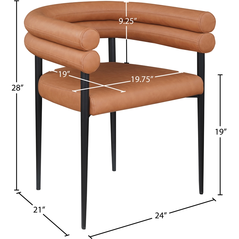 Meridian Furniture Lavina Cognac Vegan Leather Dining Chair (Set of 2)
