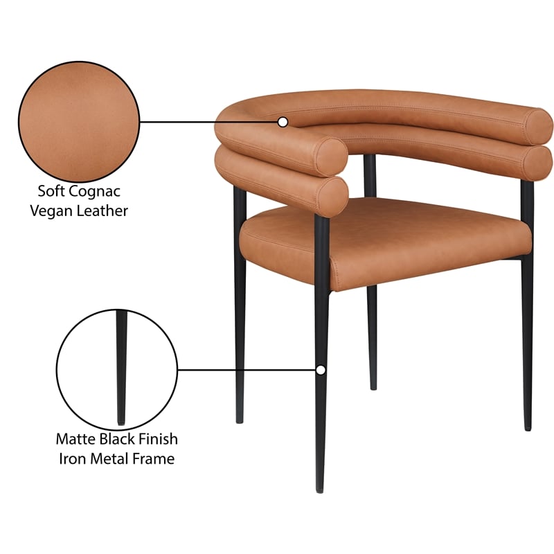 Meridian Furniture Lavina Cognac Vegan Leather Dining Chair (Set of 2)