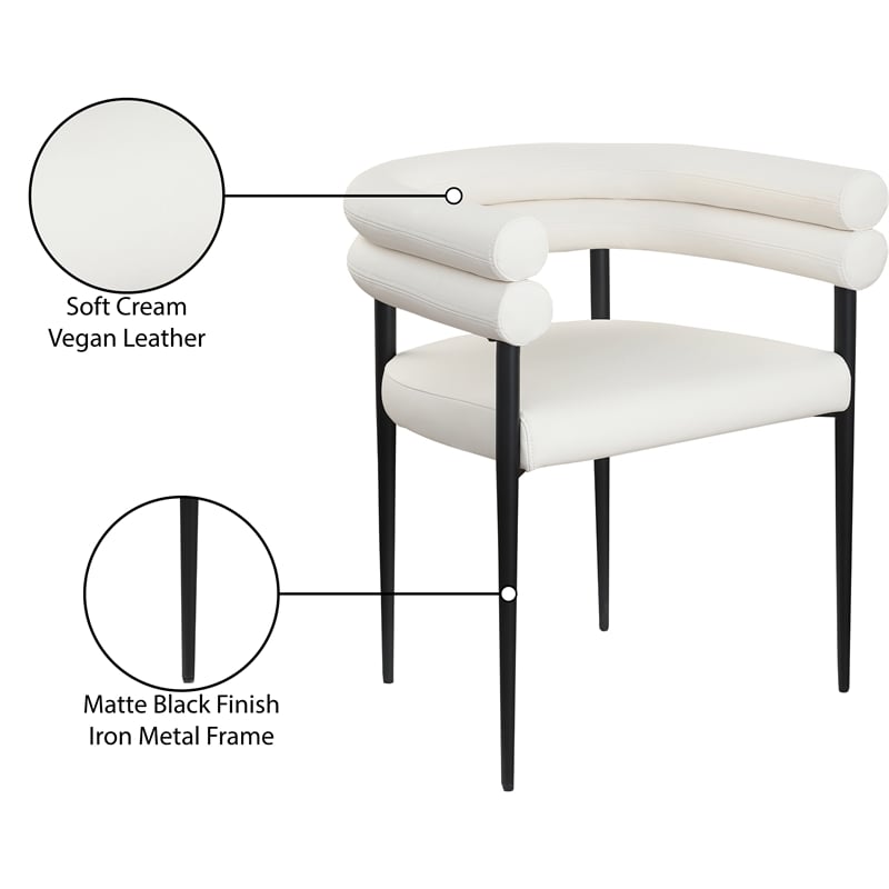 Meridian Furniture Lavina Cream Vegan Leather Dining Chair (Set of 2)