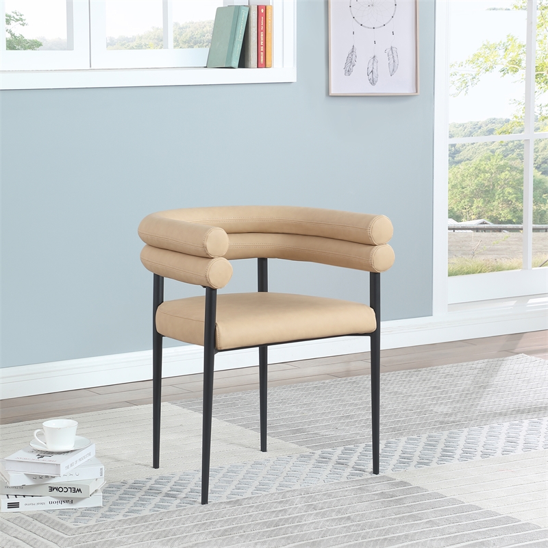 Meridian Furniture Lavina Tan Vegan Leather Dining Chair (Set of 2)