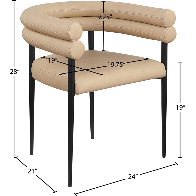 Meridian Furniture Lavina Tan Vegan Leather Dining Chair (Set of 2)
