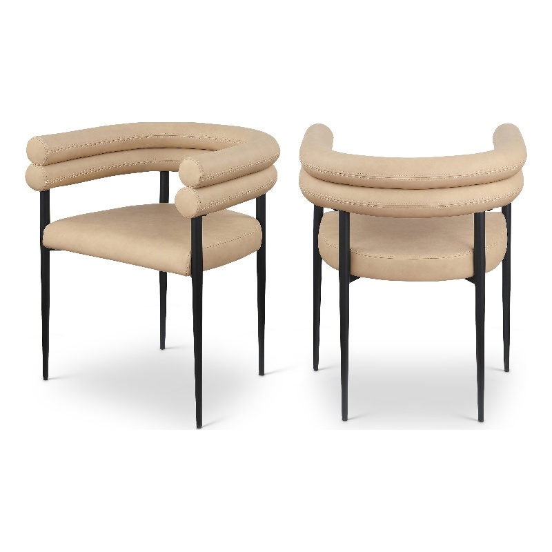 Meridian Furniture Lavina Tan Vegan Leather Dining Chair (Set of 2)