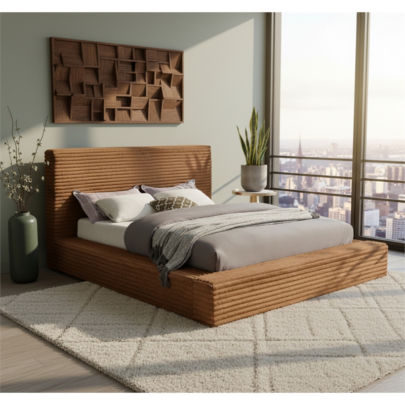 Meridian Furniture Dexter Saddle Corduroy King Bed