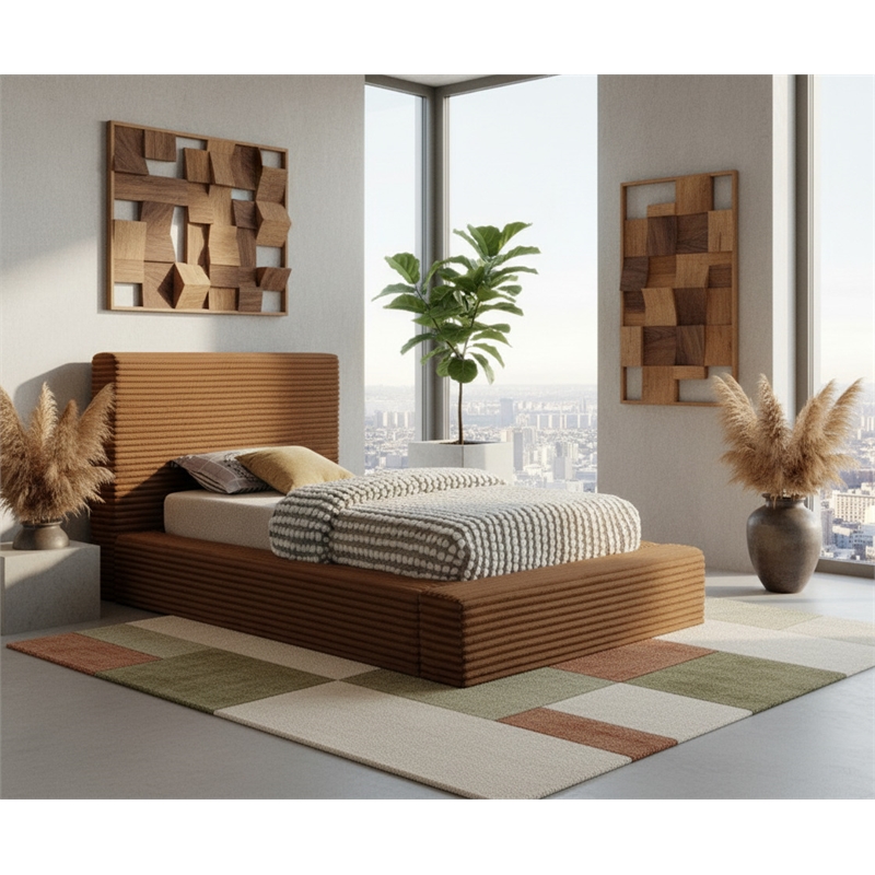 Meridian Furniture Dexter Saddle Corduroy Twin Bed