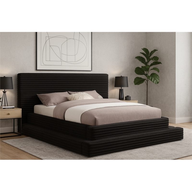 Meridian Furniture Drew Black Corduroy Full Bed