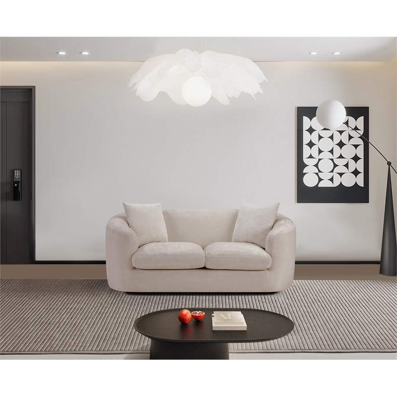 Meridian Furniture Penelope Beige Chenille Fabric Loveseat