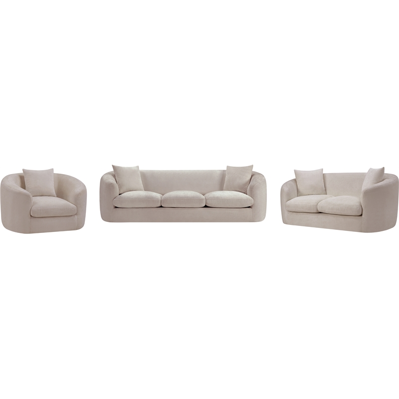 Meridian Furniture Penelope Beige Chenille Fabric Loveseat