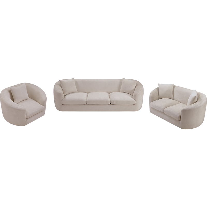 Meridian Furniture Penelope Beige Chenille Fabric Loveseat