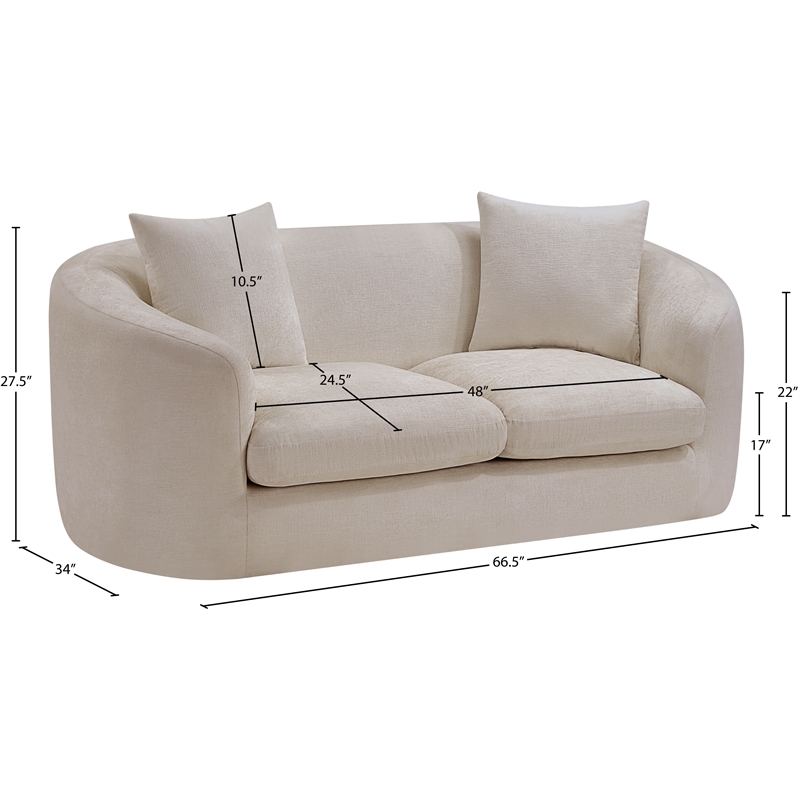 Meridian Furniture Penelope Beige Chenille Fabric Loveseat