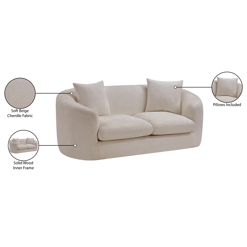 Meridian Furniture Penelope Beige Chenille Fabric Loveseat