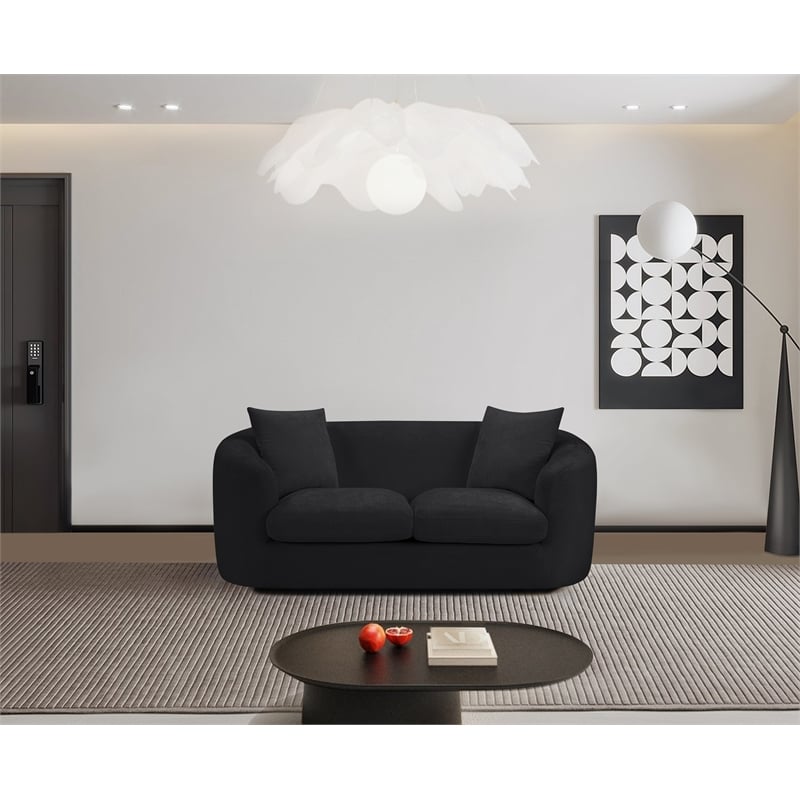 Meridian Furniture Penelope Black Chenille Fabric Loveseat