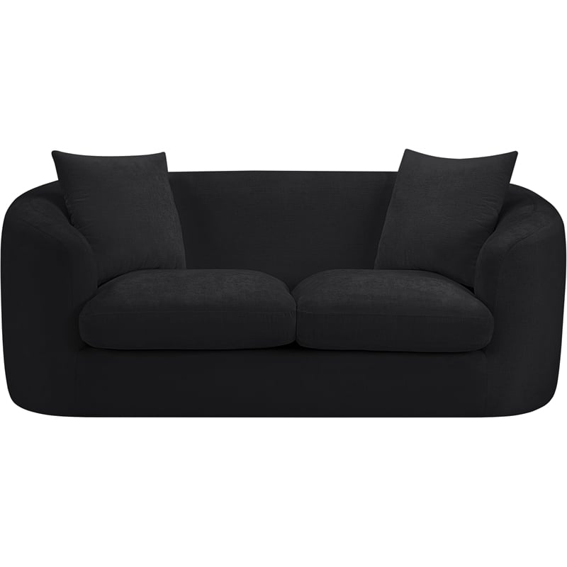 Meridian Furniture Penelope Black Chenille Fabric Loveseat