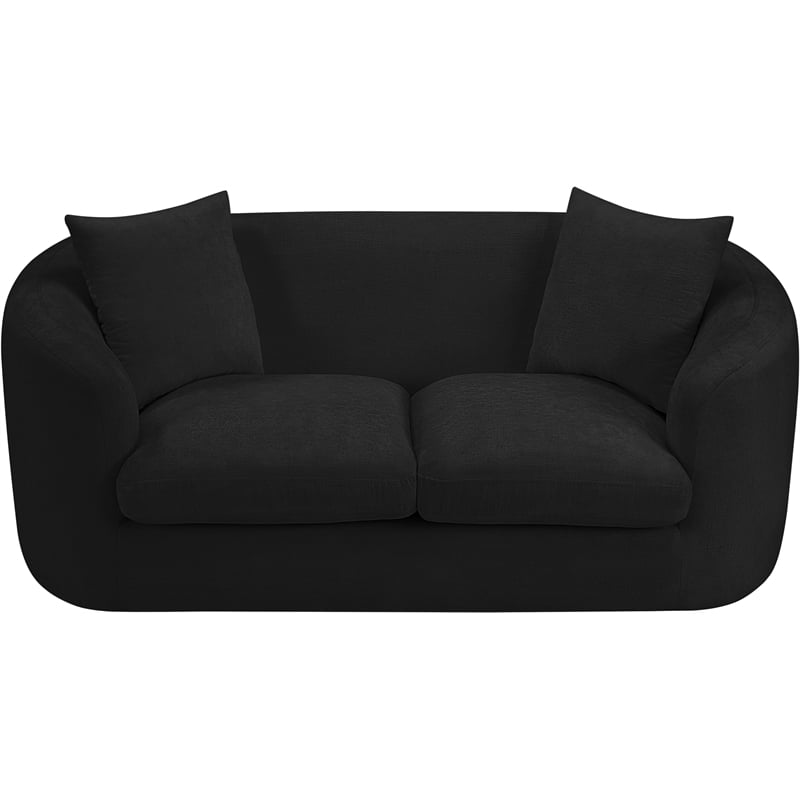 Meridian Furniture Penelope Black Chenille Fabric Loveseat
