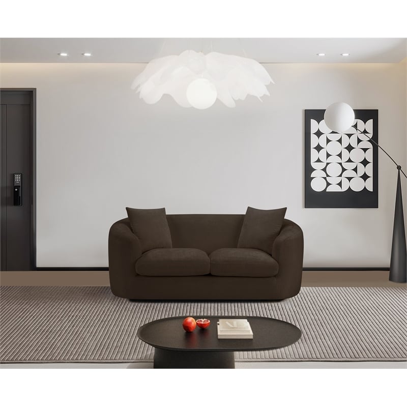 Meridian Furniture Penelope Brown Chenille Fabric Loveseat