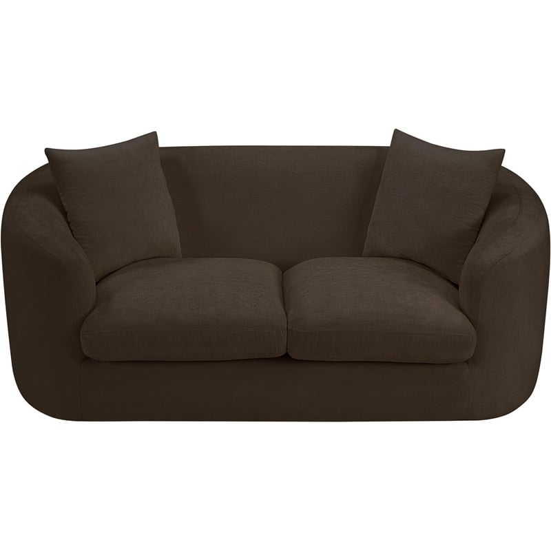 Meridian Furniture Penelope Brown Chenille Fabric Loveseat