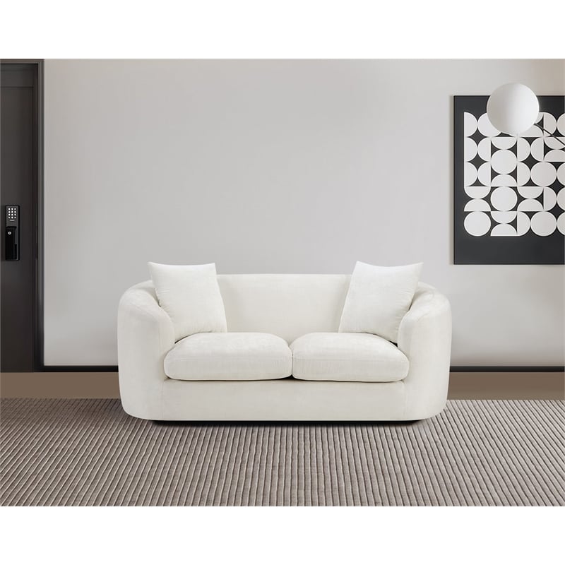 Meridian Furniture Penelope Cream Chenille Fabric Loveseat