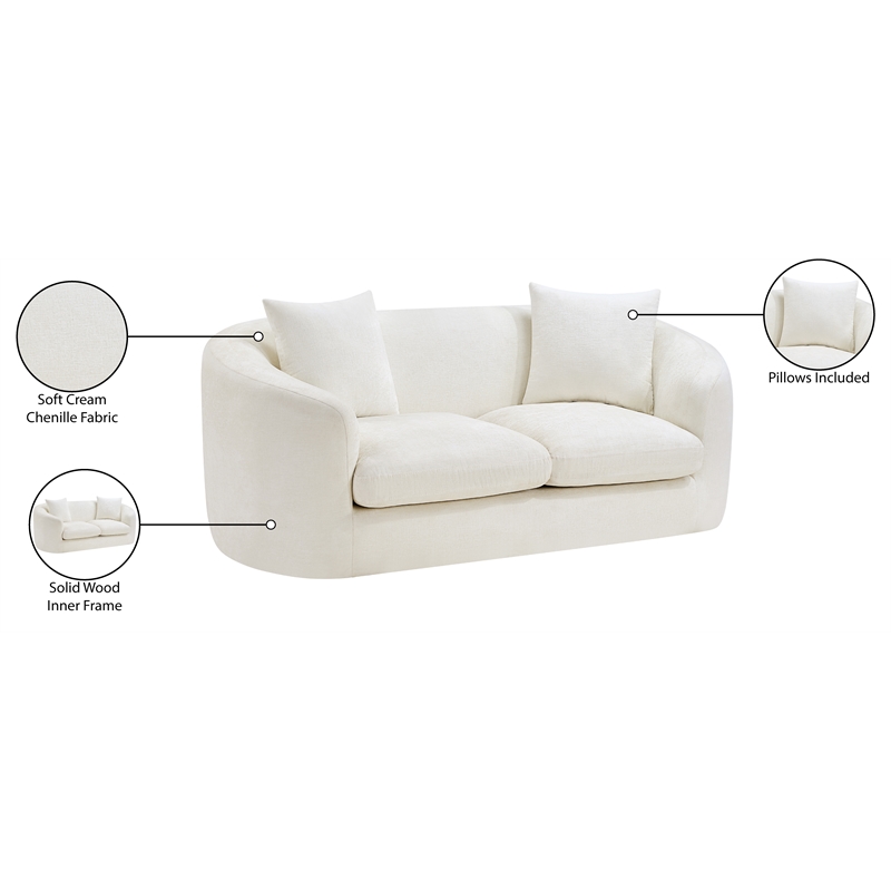 Meridian Furniture Penelope Cream Chenille Fabric Loveseat