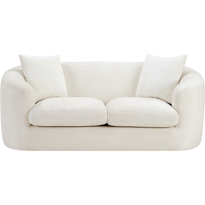 Meridian Furniture Penelope Cream Chenille Fabric Loveseat