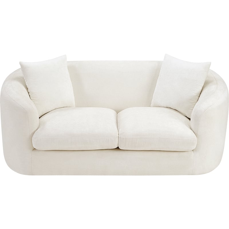 Meridian Furniture Penelope Cream Chenille Fabric Loveseat