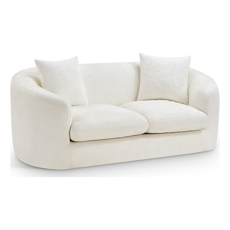 Meridian Furniture Penelope Cream Chenille Fabric Loveseat