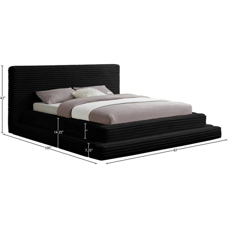 Meridian Furniture Drew Black Corduroy Queen Bed