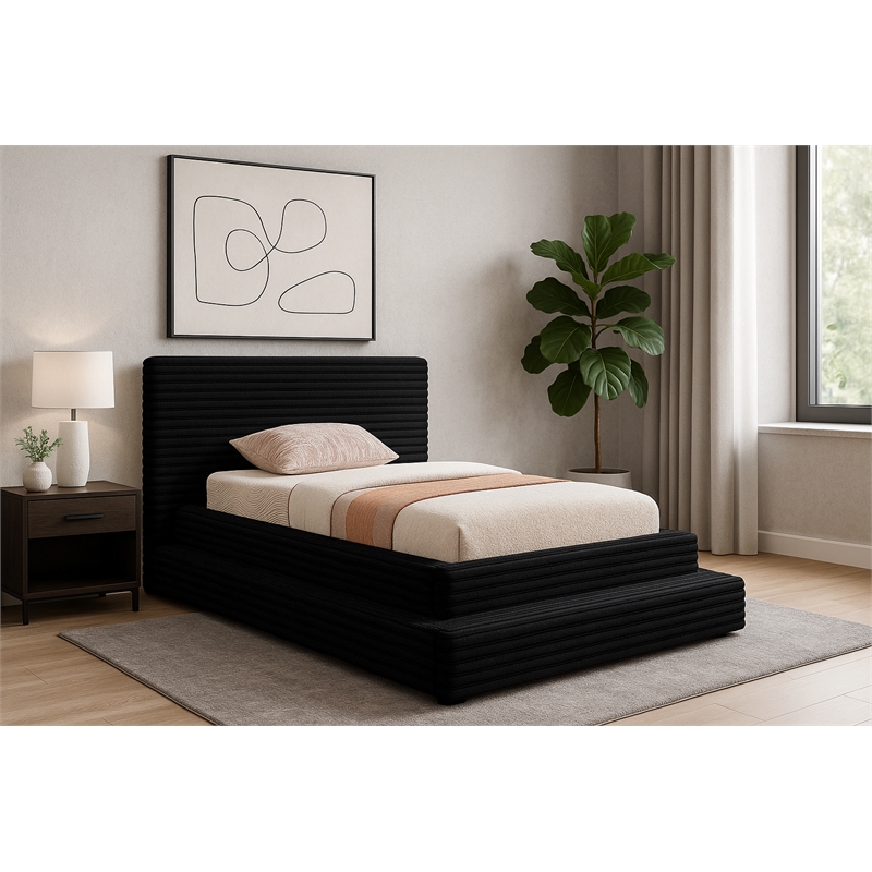 Meridian Furniture Drew Black Corduroy Twin Bed