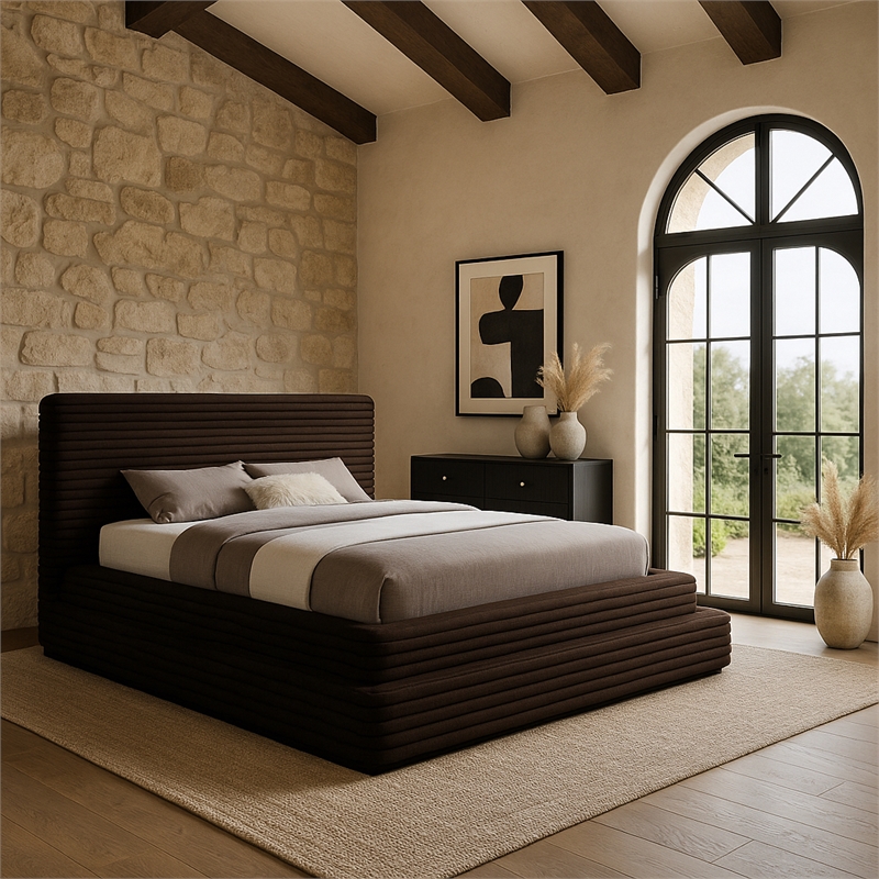 Meridian Furniture Drew Brown Corduroy King Bed