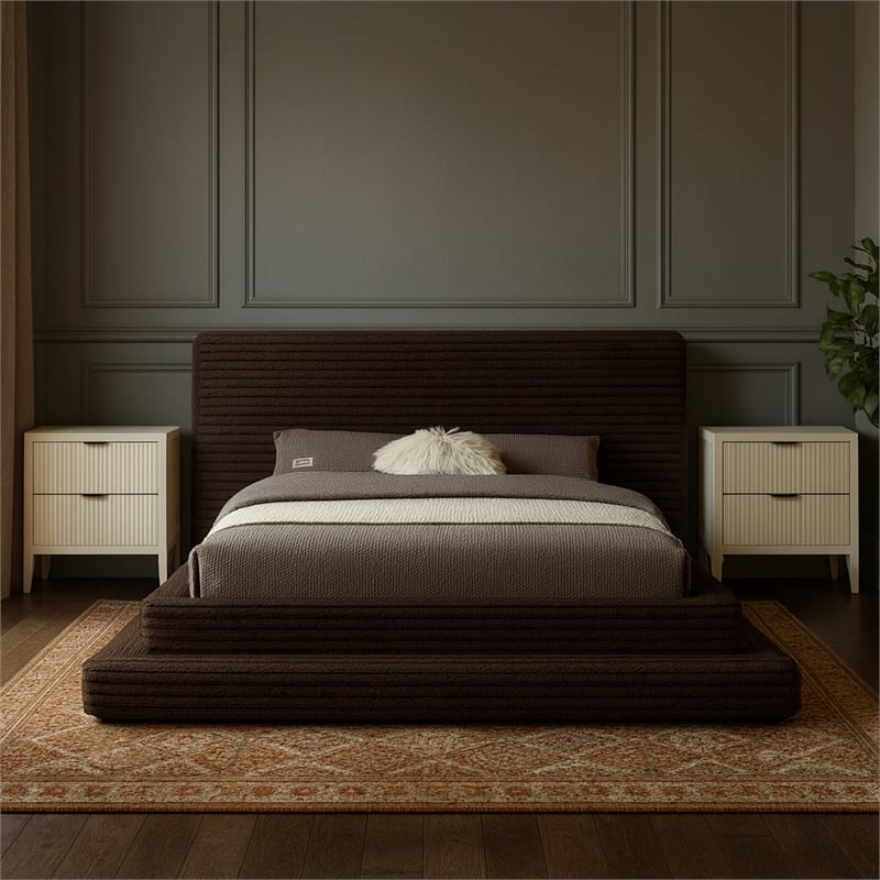 Meridian Furniture Drew Brown Corduroy Queen Bed