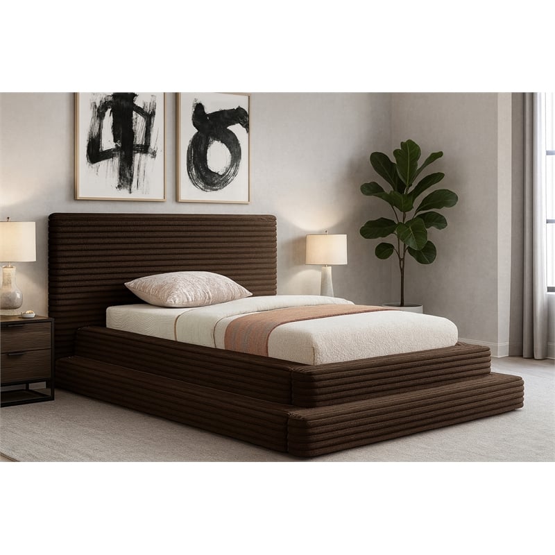 Meridian Furniture Drew Brown Corduroy Twin Bed