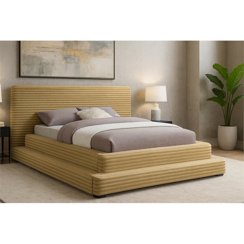 Meridian Furniture Drew Camel Corduroy Full Bed