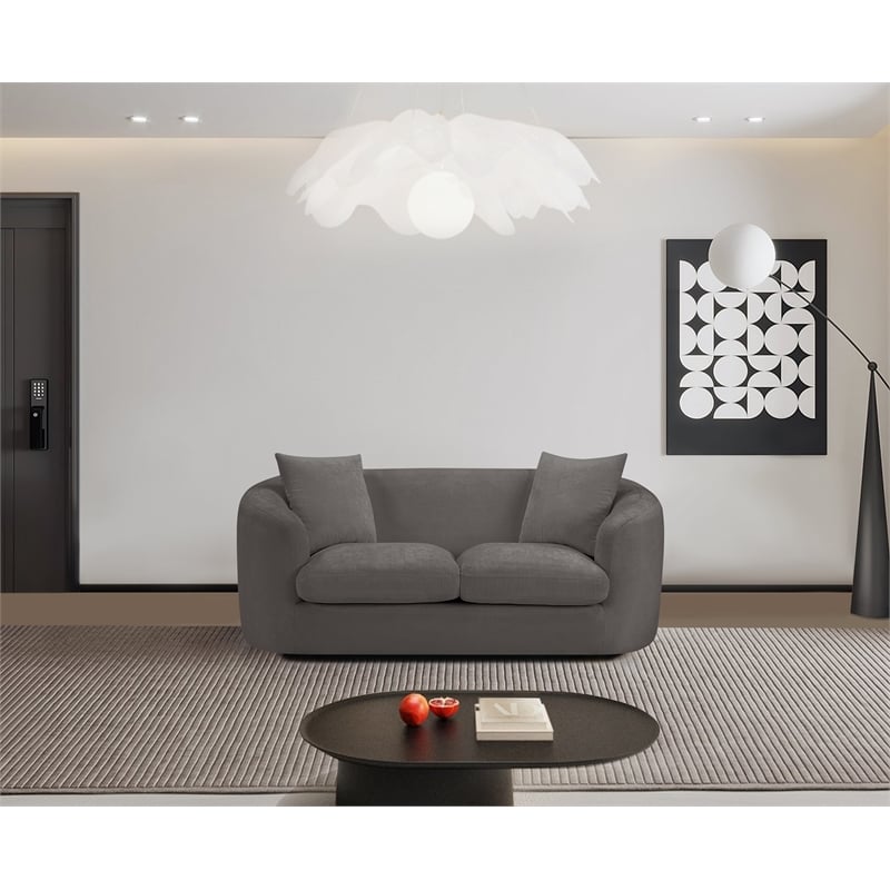 Meridian Furniture Penelope Grey Chenille Fabric Loveseat