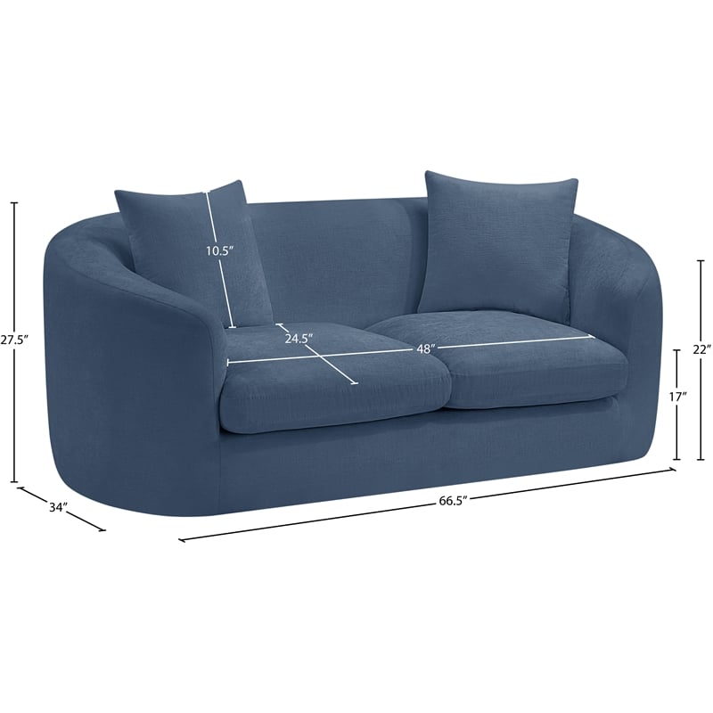 Meridian Furniture Penelope Light Blue Chenille Fabric Loveseat