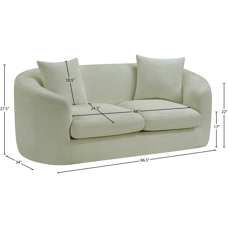 Meridian Furniture Penelope Mint Chenille Fabric Loveseat