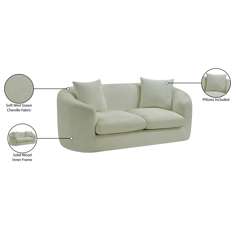Meridian Furniture Penelope Mint Chenille Fabric Loveseat