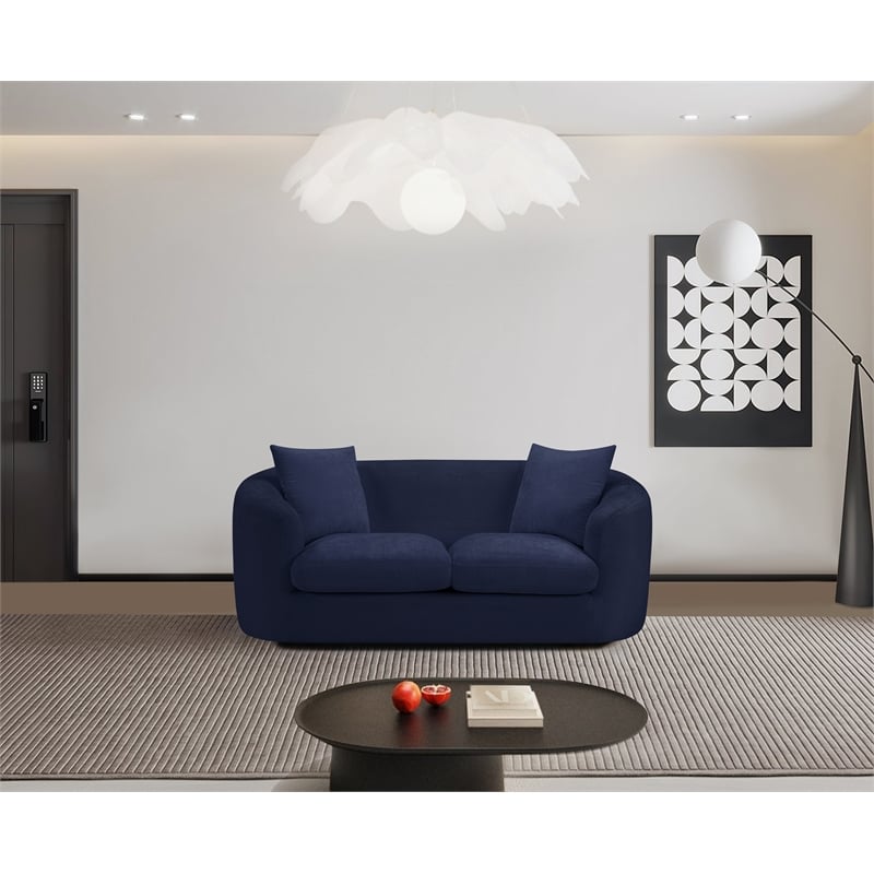 Meridian Furniture Penelope Navy Chenille Fabric Loveseat