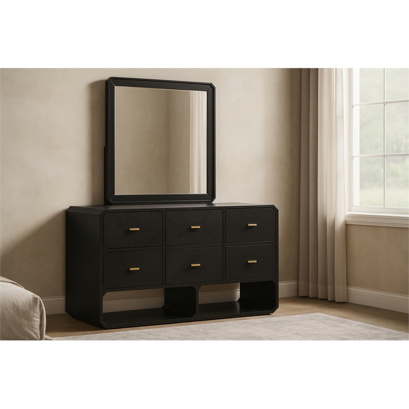 Meridian Furniture Parker Black Wood Mirror