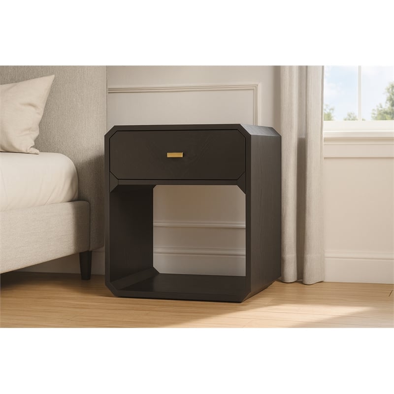 Meridian Furniture Parker Black Ash Veneer Night stand